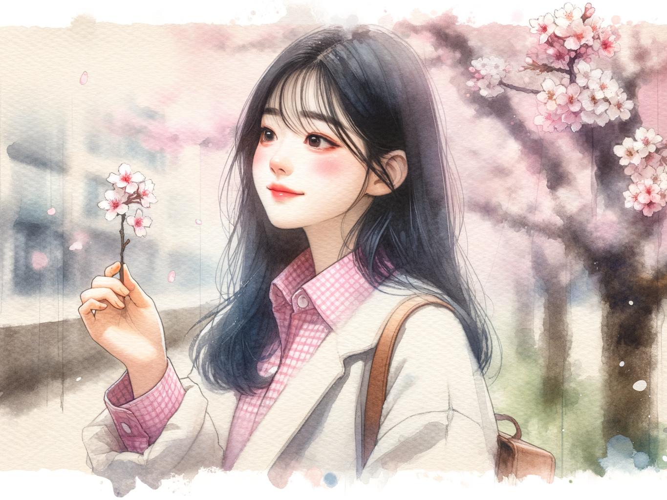 벚꽃 아래의 일상의 소중함