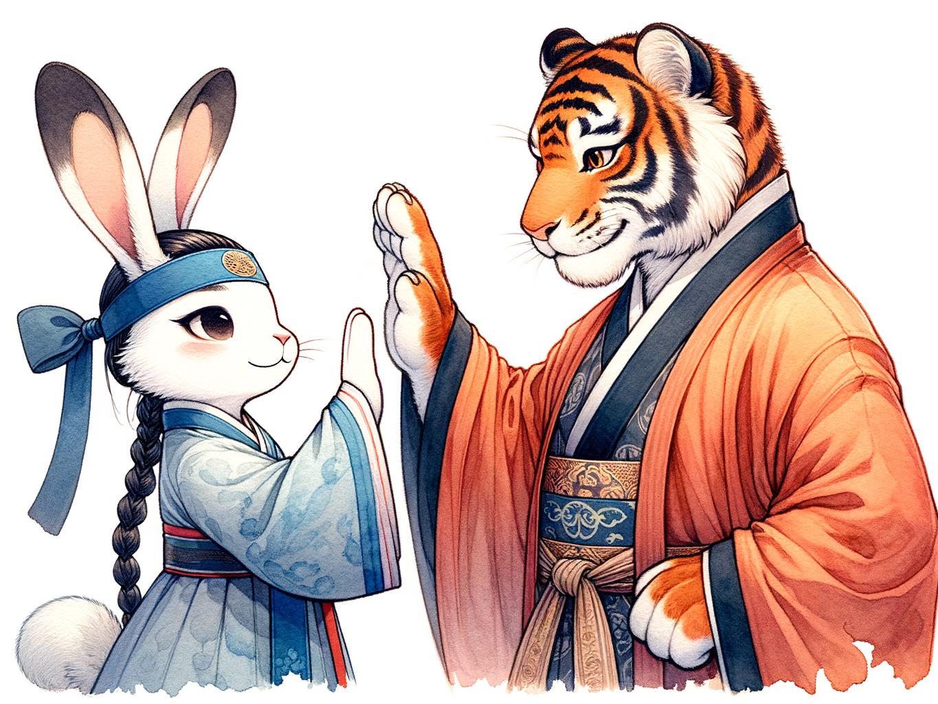 연기 속에 빠진 호랑이